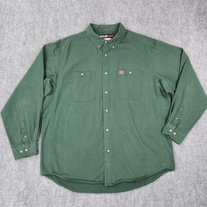 Wrangler Shirt Men XXL Green Riggs Workwear Long Sleeve Button Up Western Cowboy